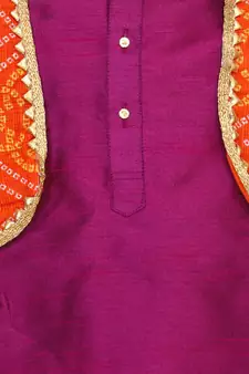Attached Jacket Bandhani Dhoti Kurta- Purple