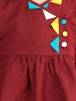 Cotton 3/4 Sleeve Kurti with Dhoti - Maroon 4