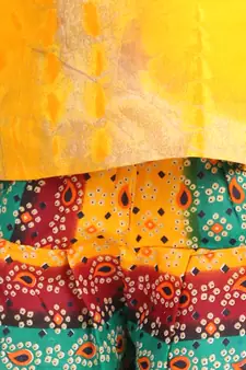 Ruffle Sleeve Top with Printed Dhoti - Yellow