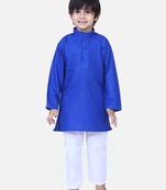 Stand Collar Cotton Kurta pajama-Blue