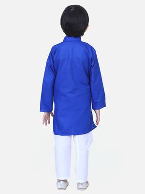 Stand Collar Cotton Kurta pajama-Blue 3