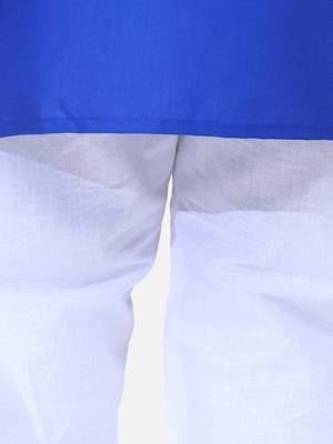 Stand Collar Cotton Kurta pajama-Blue 4