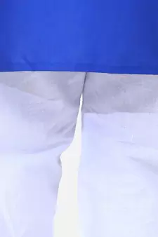 Stand Collar Cotton Kurta pajama-Blue