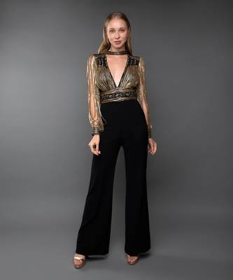 Black & Antique Gold Jumpsuit 1
