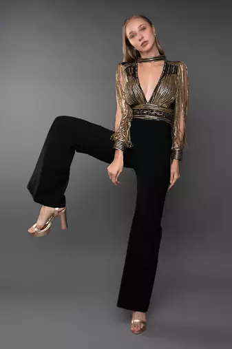 Black & Antique Gold Jumpsuit