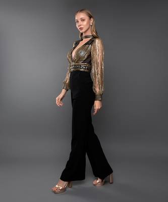 Black & Antique Gold Jumpsuit 4