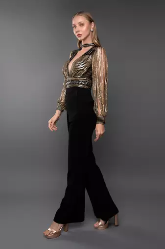 Black & Antique Gold Jumpsuit