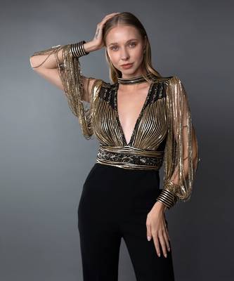 Black & Antique Gold Jumpsuit 5