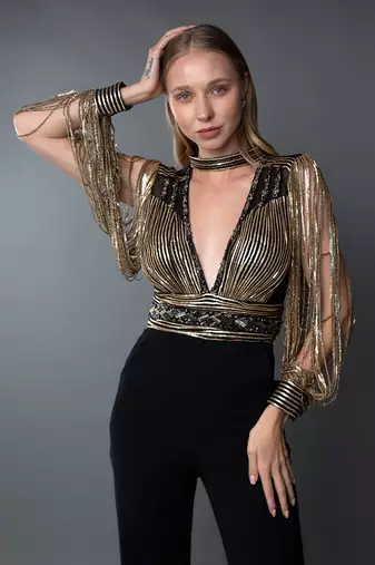 Black & Antique Gold Jumpsuit