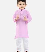 Stand Collar Cotton Kurta pajama-Lilac