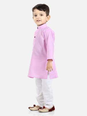 Stand Collar Cotton Kurta pajama-Lilac 2