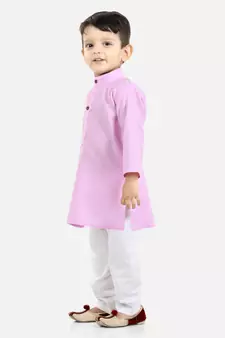 Stand Collar Cotton Kurta pajama-Lilac