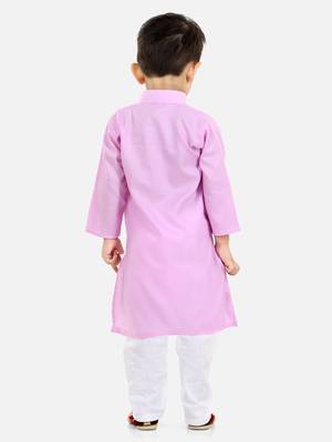 Stand Collar Cotton Kurta pajama-Lilac 3