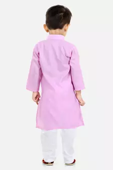 Stand Collar Cotton Kurta pajama-Lilac