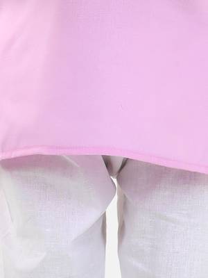 Stand Collar Cotton Kurta pajama-Lilac 4