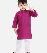 Stand Collar Cotton Kurta pajama-Purple