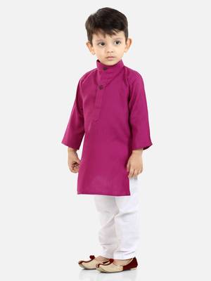 Stand Collar Cotton Kurta pajama-Purple 2