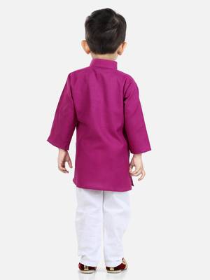 Stand Collar Cotton Kurta pajama-Purple 3
