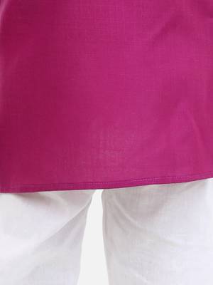 Stand Collar Cotton Kurta pajama-Purple 4