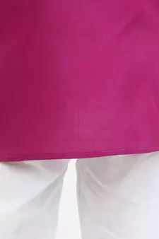 Stand Collar Cotton Kurta pajama-Purple