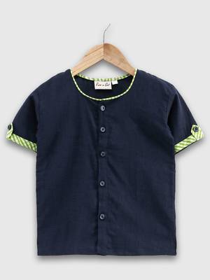 Cotton Half Sleeve Shirt For Baby Boys- Blue  1