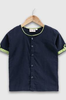 Cotton Half Sleeve Shirt For Baby Boys- Blue 