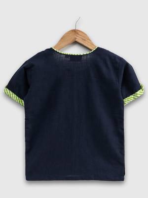 Cotton Half Sleeve Shirt For Baby Boys- Blue  2