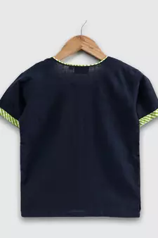 Cotton Half Sleeve Shirt For Baby Boys- Blue 