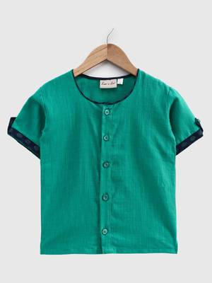 Cotton Half Sleeve Shirt For Baby Boys- Green  1