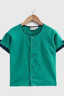 Cotton Half Sleeve Shirt For Baby Boys- Green 