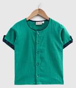 Cotton Half Sleeve Shirt For Baby Boys- Green 