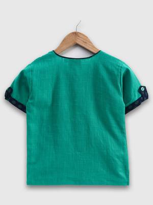 Cotton Half Sleeve Shirt For Baby Boys- Green  2