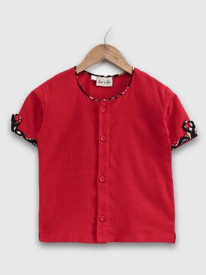 Cotton Half Sleeve Shirt For Baby Boys- Red  1