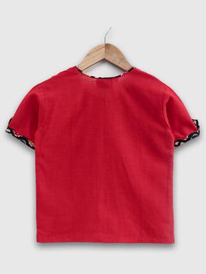 Cotton Half Sleeve Shirt For Baby Boys- Red  2