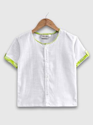 Cotton Half Sleeve Shirt For Baby Boys- White  1