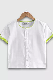 Cotton Half Sleeve Shirt For Baby Boys- White 