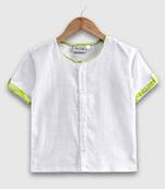 Cotton Half Sleeve Shirt For Baby Boys- White 