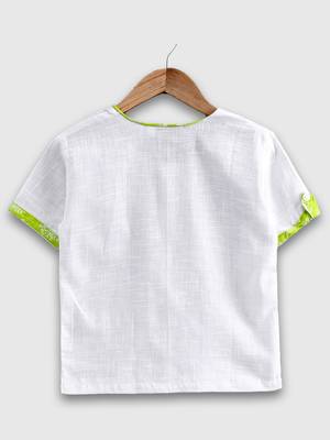 Cotton Half Sleeve Shirt For Baby Boys- White  2