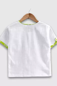 Cotton Half Sleeve Shirt For Baby Boys- White 