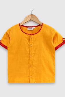 Cotton Half Sleeve Shirt For Baby Boys- Yellow 
