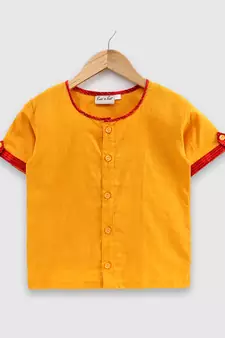 Cotton Half Sleeve Shirt For Baby Boys- Yellow 