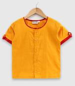 Cotton Half Sleeve Shirt For Baby Boys- Yellow 