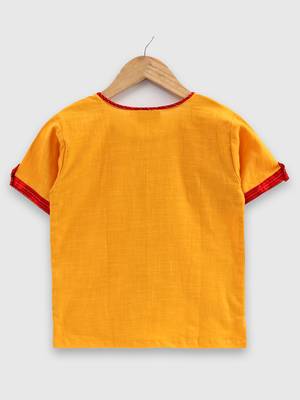 Cotton Half Sleeve Shirt For Baby Boys- Yellow  2
