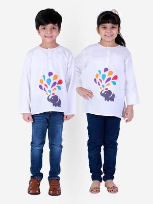 Cotton Holi Full Sleeve Kurta - White  1