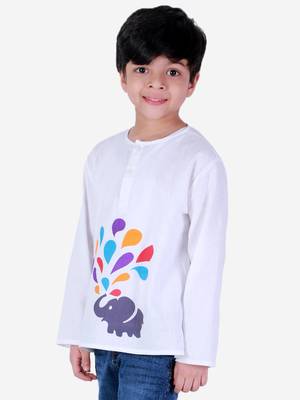 Cotton Holi Full Sleeve Kurta - White  2