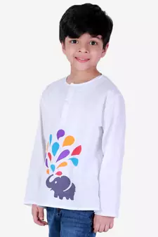 Cotton Holi Full Sleeve Kurta - White 