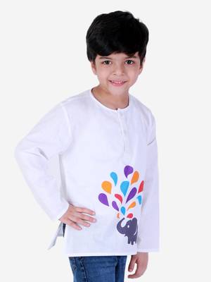 Cotton Holi Full Sleeve Kurta - White  3