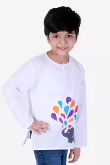 Cotton Holi Full Sleeve Kurta - White 