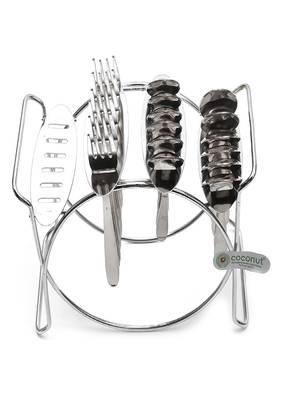Coconut Stainless Steel Cutlery Set with Hanging Stand (12 Dinner Spoons, 2