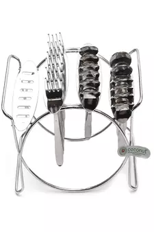 Coconut Stainless Steel Cutlery Set with Hanging Stand (12 Dinner Spoons,